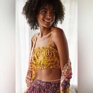 Anthropologie Yellow Floral Bandeau size S/M